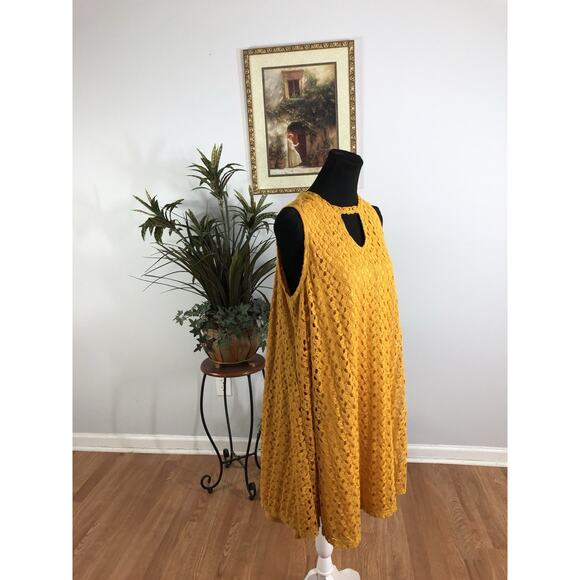 G Collection Eyelet Dress 1X Sleeveless Boho Vacation Clueless Preppy Pullover - Picture 2 of 8